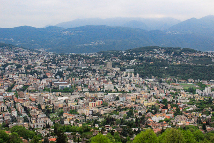 View of Lugano City from Monte Bre, Lugano - Switzerland