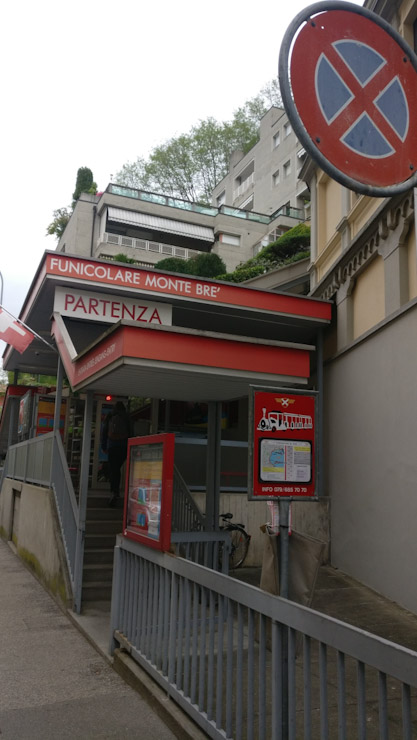 Entrance of Funicular Stop at Monte Bre - on a Day Trip from Milan