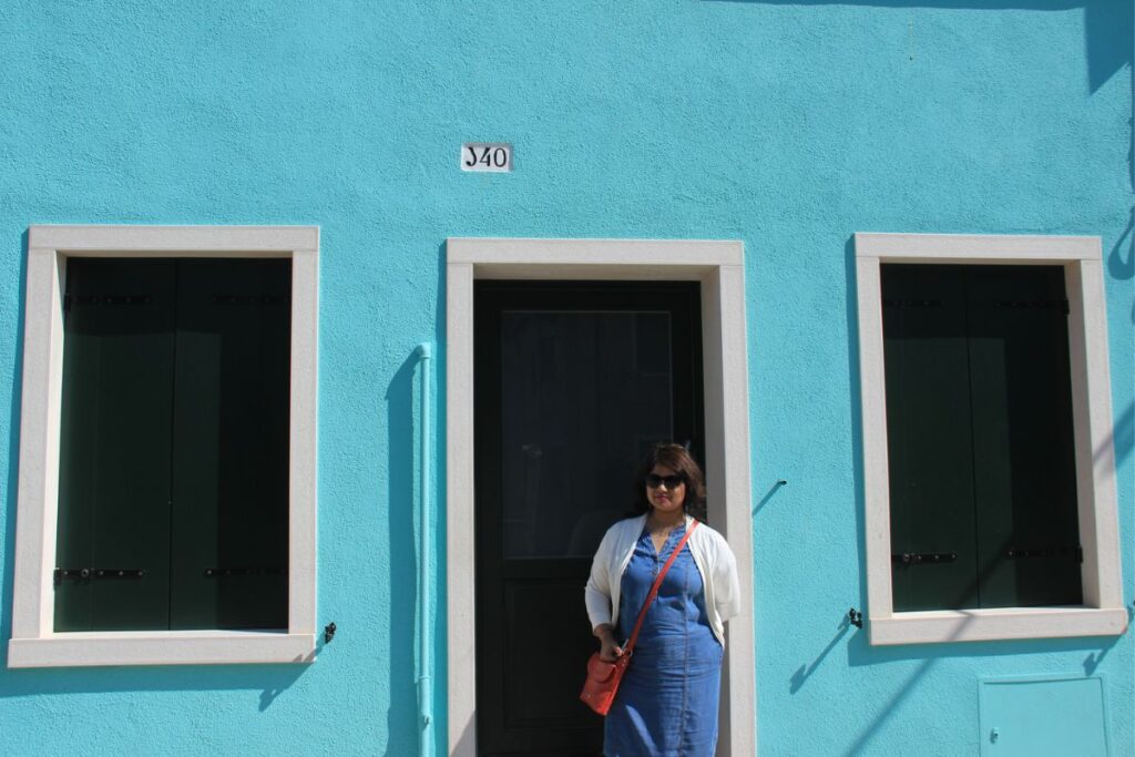 Blue Wall in Burano Italy