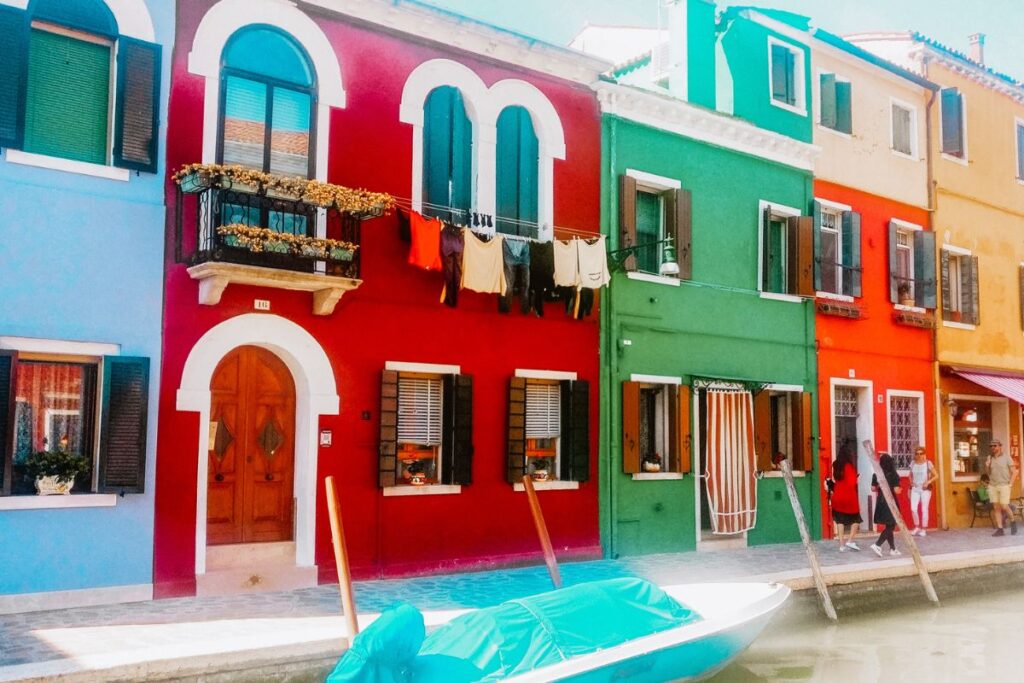 Colorful houses in Burano Italy