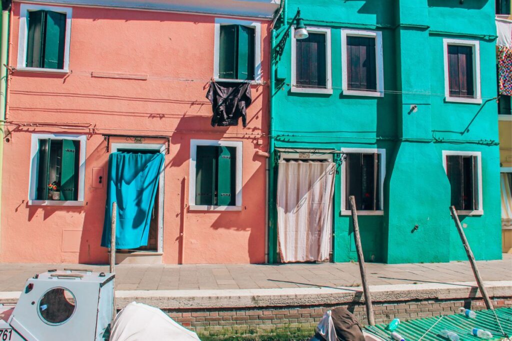 Row of houses in Burano Italy