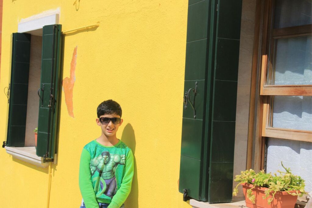 Yellow Wall in Burano Italy